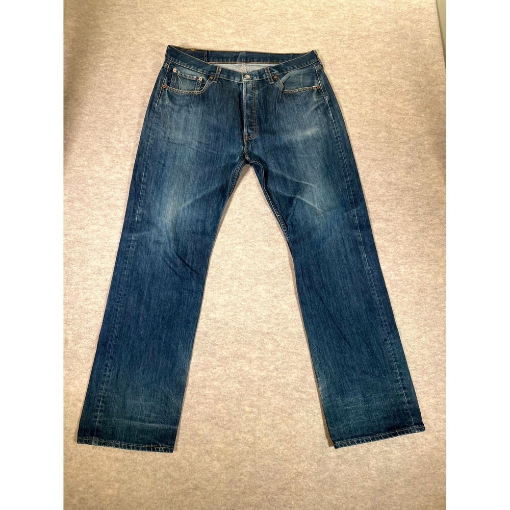 Levis 501 Original Fit Jeans Mens 38x34 Blue Denim‎ Mid Rise Cotton Medium Wash